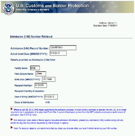 U.S. Customs And Border Protection Automated I-94 Process - Work Visas ...