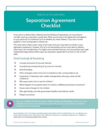 Ontario Canada Legal Separation Agreement Template